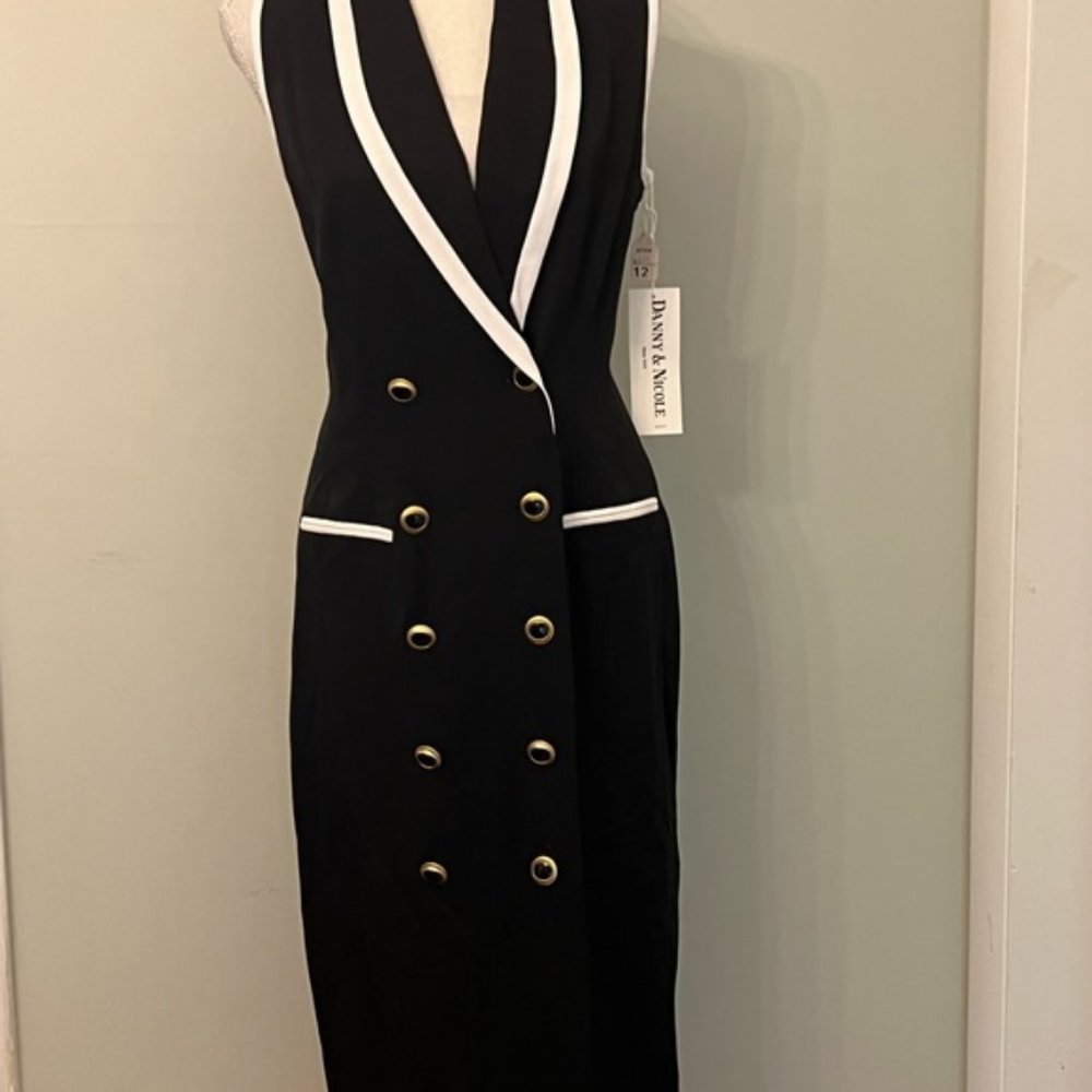 Vintage Danny & Nicole Double Breasted Dress Size 12 NWT Black & White